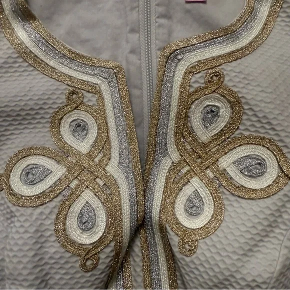 Lilly Pulitzer Mila shift dress in seaside grey with metallic embroidery size 00 - Picture 5 of 16